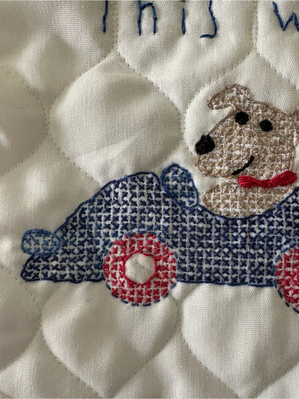 Handmade embroidered dog baby bib NWOT